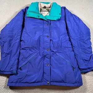 L.L. Bean Women's Blue and Teal Ski Jacket Size S
